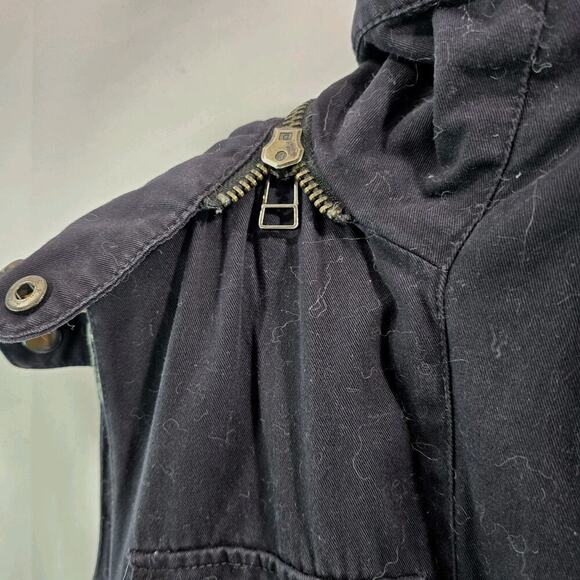 Velvet Graham Spencer Vest Womens Small Black Hooded Faux Fur Zip Odela Military - Picture 11 of 12